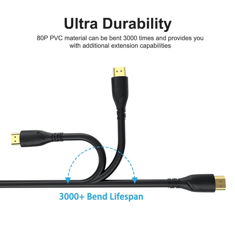 Jorenca 4K HDMI Cable 85ft Ultra High Speed HDMI 2.0 Cables 18gbps Gold Plated Connector Ethernet Audio Return Video 4K 60Hz/2K 30Hz FullHD1080p 3D for Xbox Arc Laptop PS3 PS4 PS9 PC HDTV etc - Image 4